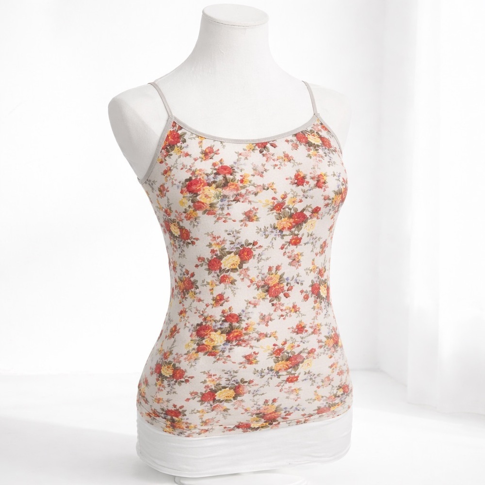 Y2K Floral Cami Tank Top 90s Cottagecore Soft Grunge S